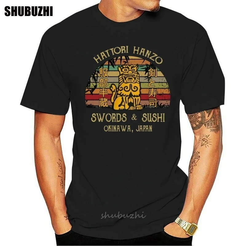 

Hattori Hanzo Swords &amp Sushi Okinawa Japan Vintage Retro Men T-Shirt Cool Gift fashion t-shirt men cotton brand teeshirt