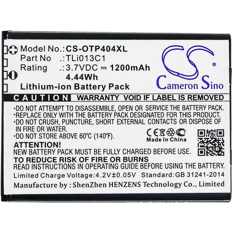 

Cameron Sino 1200mAh Battery for Alcatel One Touch Go Flip OT-4043S,TLi013C1