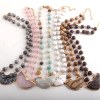 rh fashion jewelry 8mm semi precious stone rosary chain natural stone pendant necklaces for women choker necklace