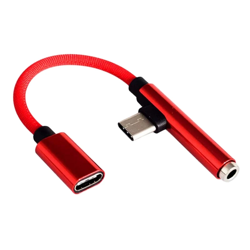 

Зарядный Кабель-адаптер для наушников с разъемами USB Type-C и разъемами AUX 3,5 мм красного цвета
