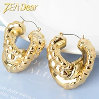 zeadear jewelry new fashion heart earrings gold planted large style for women lady high quality trendy daily wear gift party
