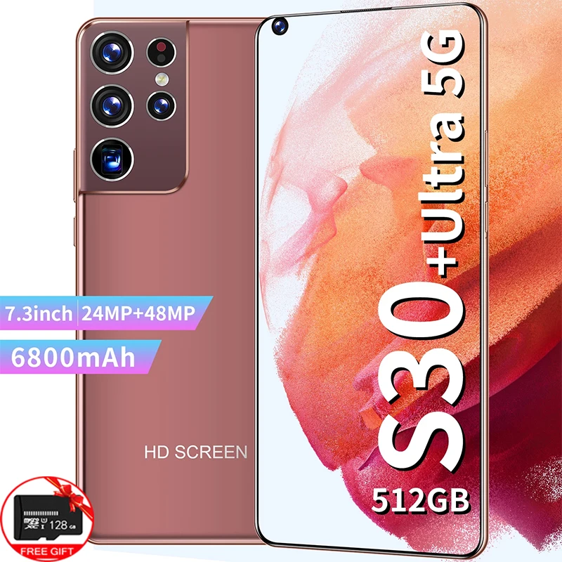

Global Version Galaxy S30+ Ultra 7.3 Inch Smartphone 16+512GB 6800mAh Fingerprint Unlock Mobilephone HD Full Screen 5G Cellphone