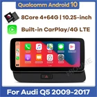 Автомагнитола 10,25 дюйма12,3 дюйма, 4 + 64 ГБ, Android 10, GPS-навигатор для Audi Q5 2009-2017