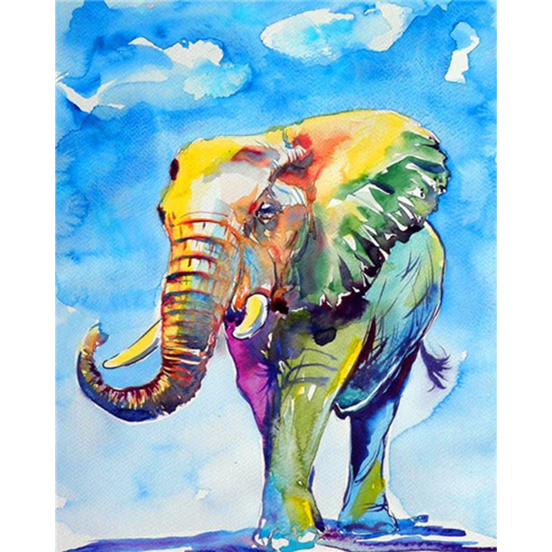 

DIY Painting By Numbers Colored Elephant Kit Oil Picture By Numbers Animal Wall Art Acrylic Paintings On Canvas Home Decoration