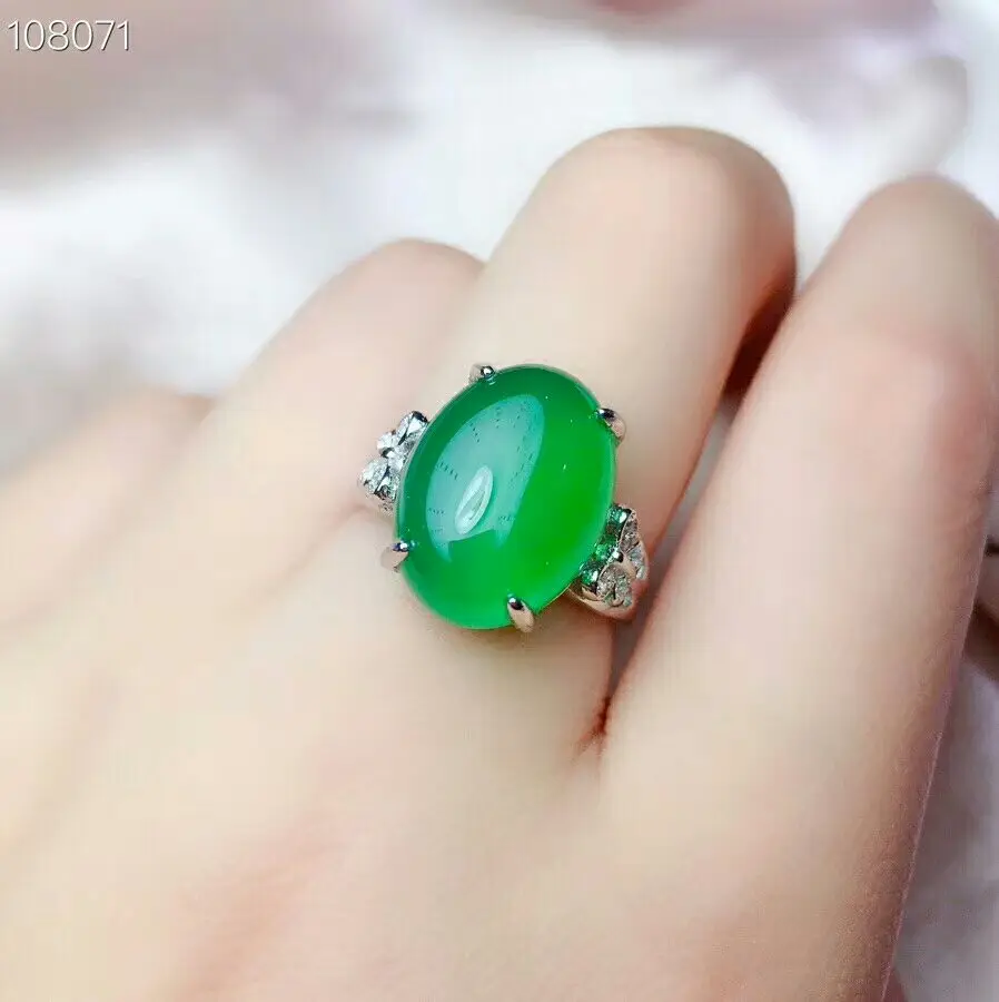 MeiBaPJ Natural Chalcedony Gemstone Earrings Ring Necklace for Women Real 925 Sterling Silver Green Stone Wedding Jewelry Set | Украшения и