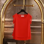 Модная брендовая женская блузка с коротким рукавом, Летние шифоновые рубашки с круглым вырезом, Повседневная Блузка размера плюс 6XL, свободные женские топы