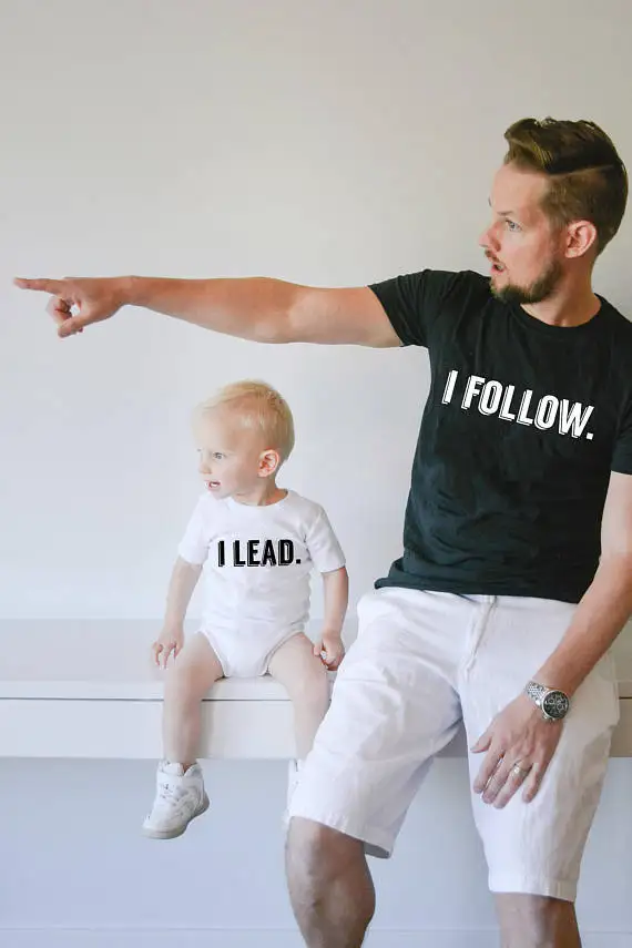 

I Follow I Lead Family Matching ClothesCotton Dad and Son Matching Tshirt Mommy and Me Boho Baby Clothes Casual M