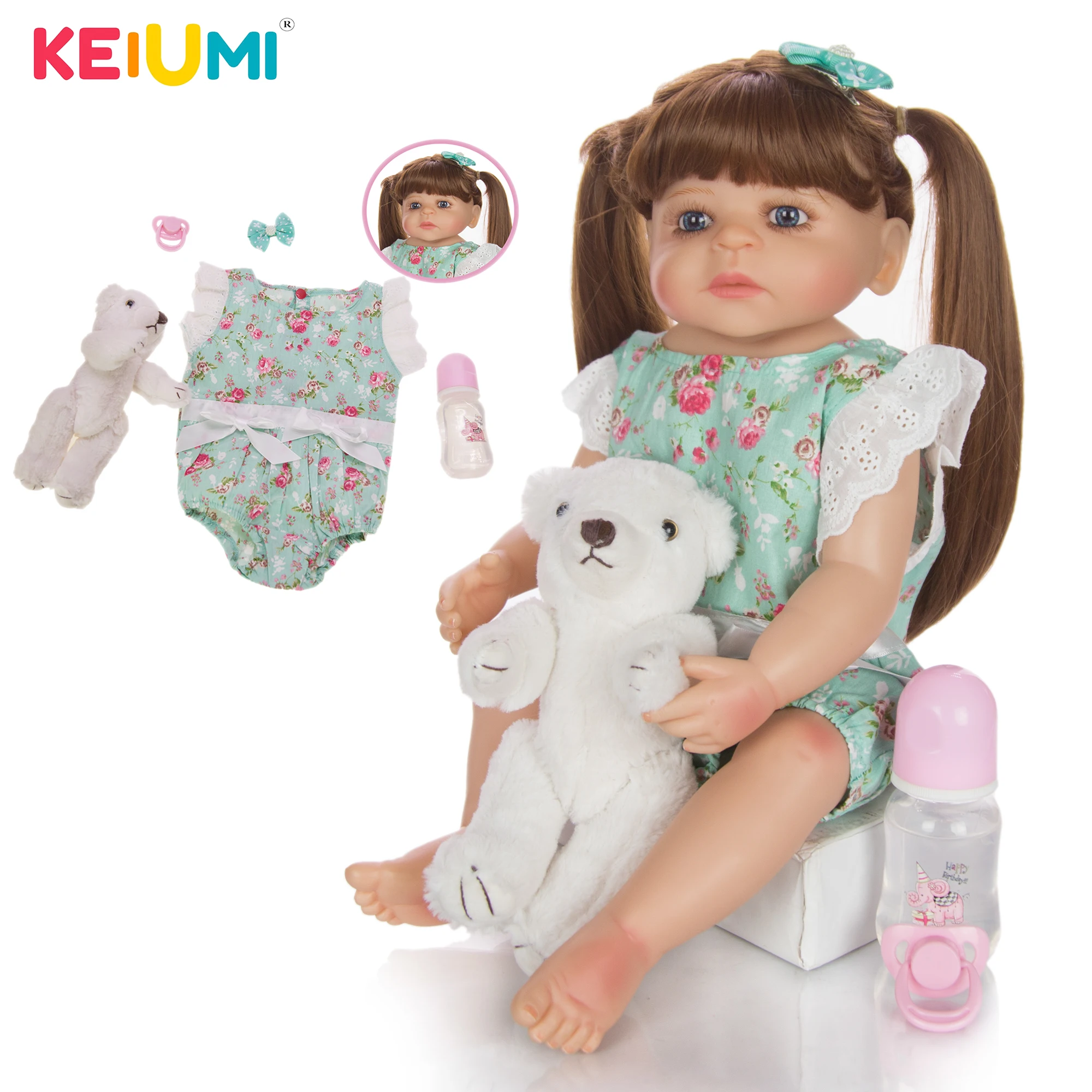 55 см Силиконовая Реалистичная игрушка для новорожденных полностью виниловая