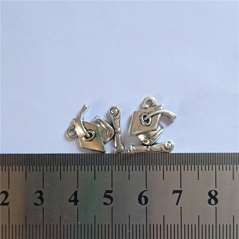 10 шт. Античный Серебряный Шарм-подвеска для шляпы подарок на выпускной шармы