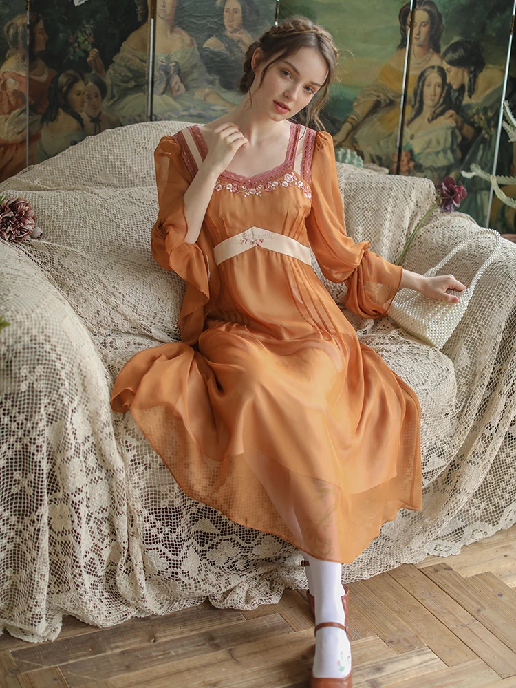 

Summer chiffon elegant girl birthday gift French Italian forest retro horn sleeve leaf lotus sleeve sexy Only beautiful vintage