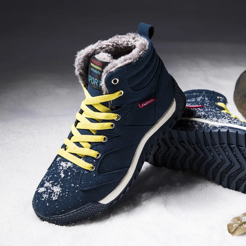 

Warm Winter Snow Boots Men's Fleece Outdoor Hiking Boots Non-slip Military Tactical Boots High-cut Winter Sneakers for Men