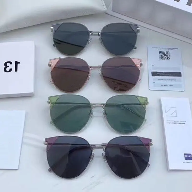 Корейские брендовые дизайнерские солнцезащитные очки кошачий глаз имитирующие