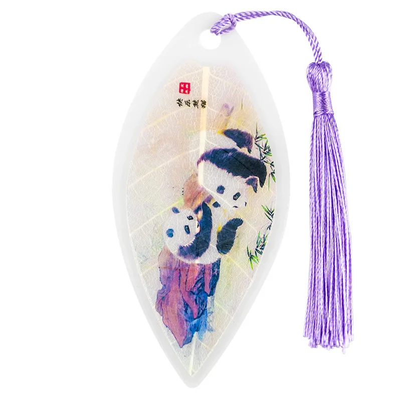 1 шт. кавайная Закладка панда в винтажном китайском стиле с кисточками листья