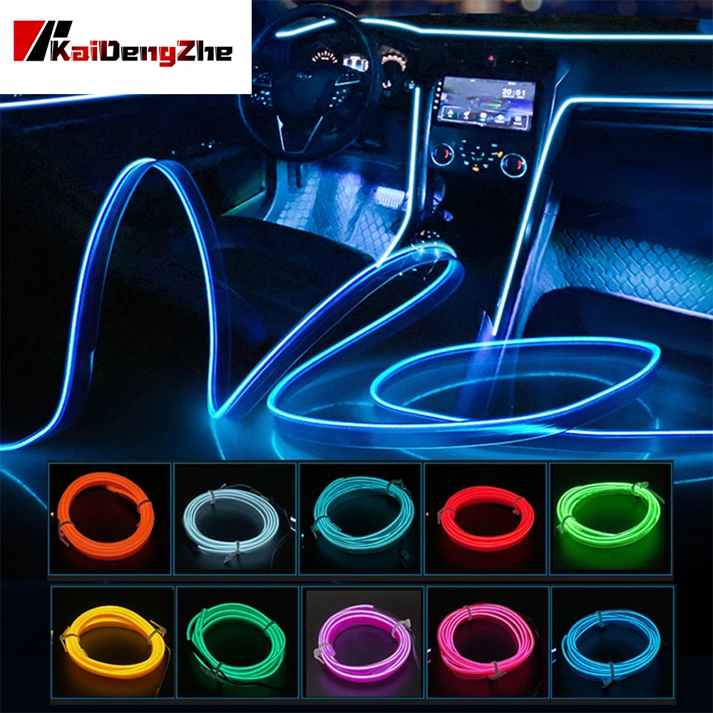 

1M/2M/3M/4M/5M Car Atmosphere Light DIY Ambient Neon Wire Strip EL Wiring LED Diode USB Car Interior LED Party Decorative Lamp