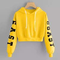 hoodies girls long sleeve hoodie sweatshirt crop top letter print blouse shirts red khaki yellow woman cropped sweatshirts