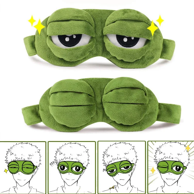 Massager Soft Plush Sleeping Eye Mask Travel Sad Frog Eye Mask Padded Rest Aid Eye Mask 3D Blindfold Kid Adult Eye Patch Relax