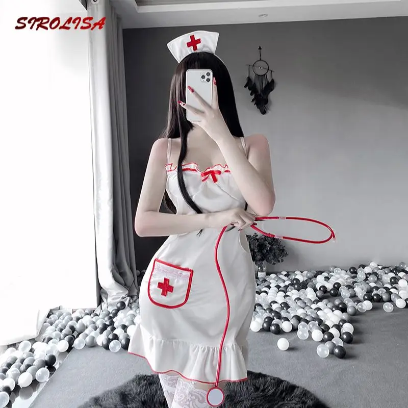 

SIROLISA японское сексуальное женское белье Clinic Hot костюм медсестры, косплей, форма Anime Temptation необычное платье для кормления страсть наряд 2021 Но...