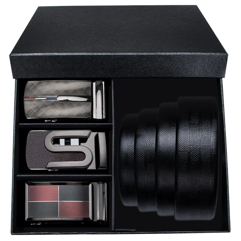 0031-0084-0064-DE-A Hi-Tie, известный бренд, дизайнерские ремни в коробке для мужчин, роскошный ремень из натуральной кожи, джинсовый ремень, модный мужской ремень с золотой пряжкой - Цвет: 0031-0084-0064-DE-A