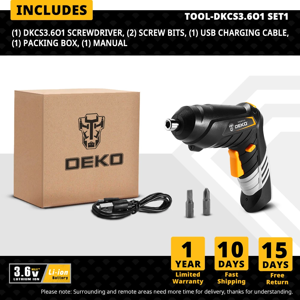  DEKO DKCS3.6O1 S1/S2/S3 электрическая Беспроводная отвертка без ключа патрон зарядный аккумулятор 