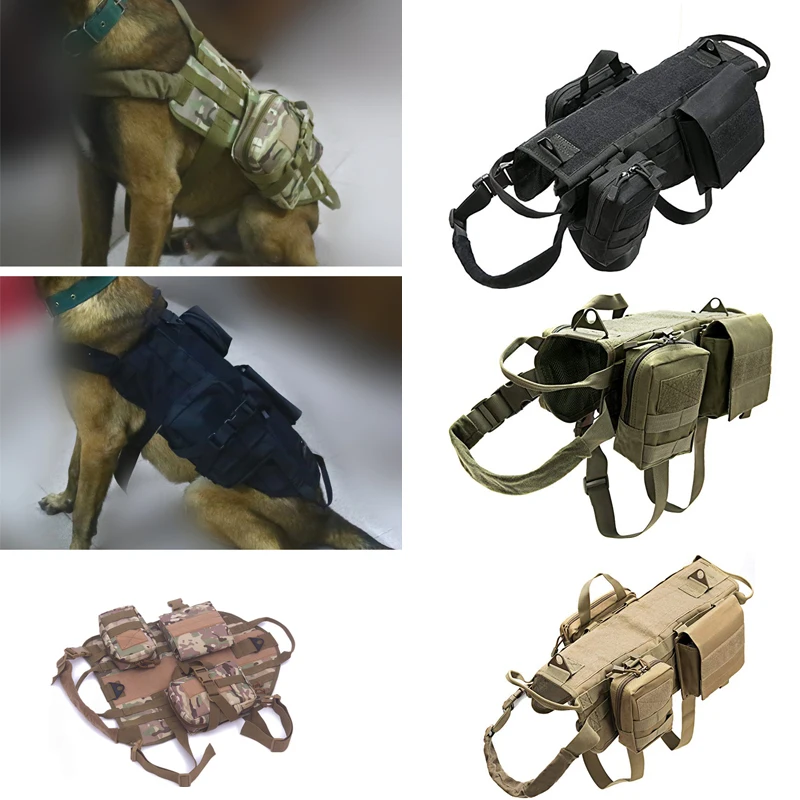 

Tactical Service Dog Vest Outdoor Military Dog Clothes K9 Police Harness Training Hunting Molle Dog Vests with Pouches