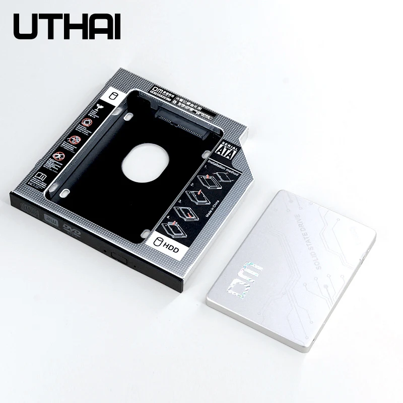 UTHAI T01 CD-ROM Drive to SSD Hard Disk Bracket Laptop Internal Enclosure 2.5 inch SATA I II III HDD Drive 12.7mm SATA3 Adapter