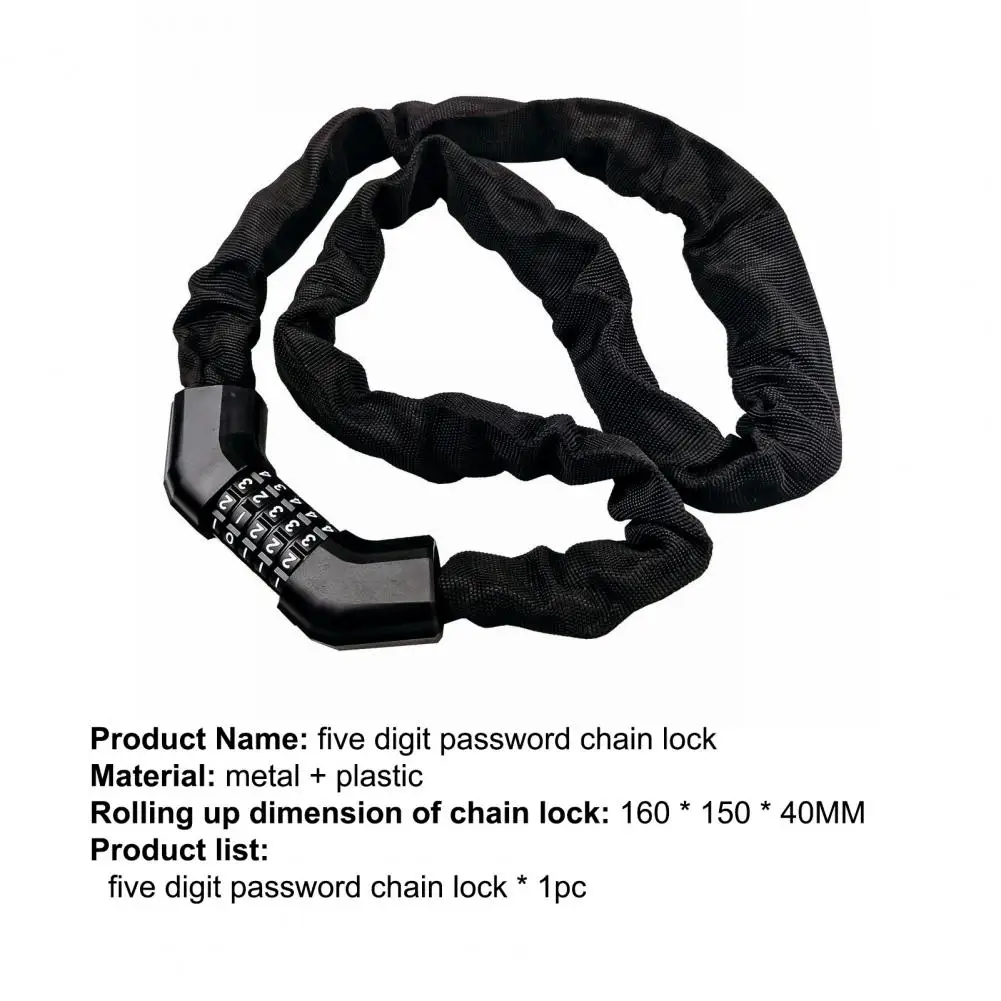 

1m Bicycle Lock Portable Anti-theft Metal Anti-corrosion Battery Bike Password Chain Lock for Motorcycle MTB Road Bike
