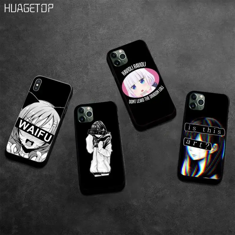 HUAGETOP LEWD Sad японский аниме эстетический чехол для телефона iPhone 11 pro XS MAX 8 7 6 6S Plus X 5S SE