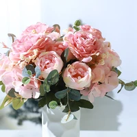 rose artificial flowers peony hybrid bouquet home room wall wedding decoration holding flower autumn plastic stem fake flowers