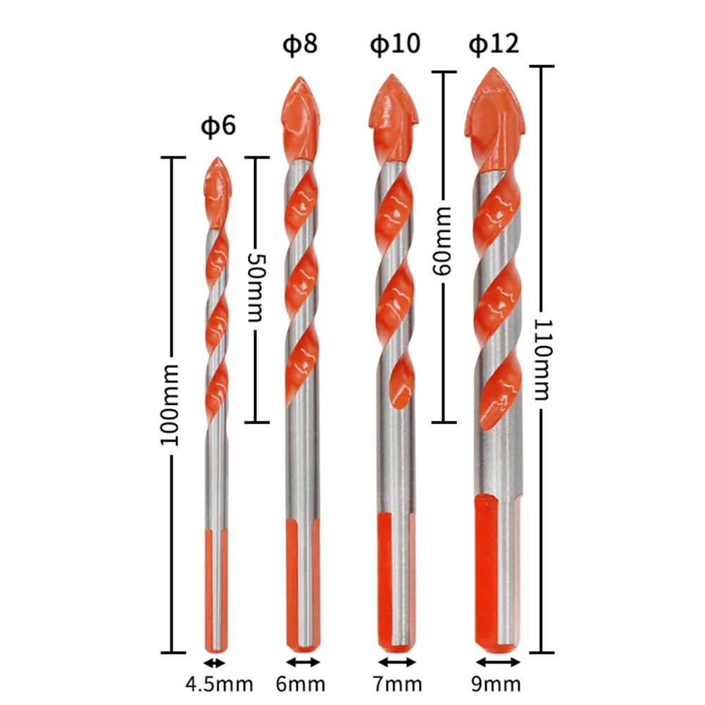 

4pcs Hole Saw Drill Bits DIY Walls Drilling Electric Tough Round Shank 6mm-12mm Easily Carrying Lightweight Tools