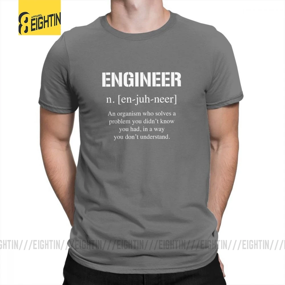 Футболки с надписью «Engineer Charm», мужские футболки с круглым вырезом и коротким рукавом, Забавные футболки из хлопка размера плюс для отдыха - Цвет: Темно-серый
