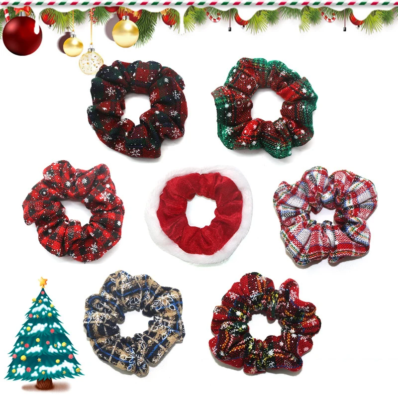 

Scrunchies Ponytail Christmas Hair Ties Elastic Rubber Bands Hair Accessories Bows To School For Girls
