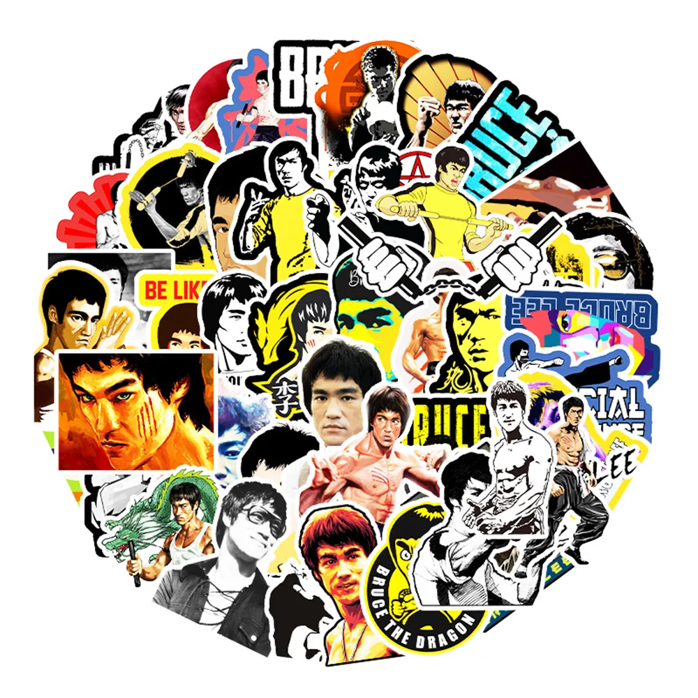 

51pcs Super Star Bruce Lee Graffiti Scrapbook Sticker for Laptop Motorcycle Helmet Car Adesivos Waterproof Sticker