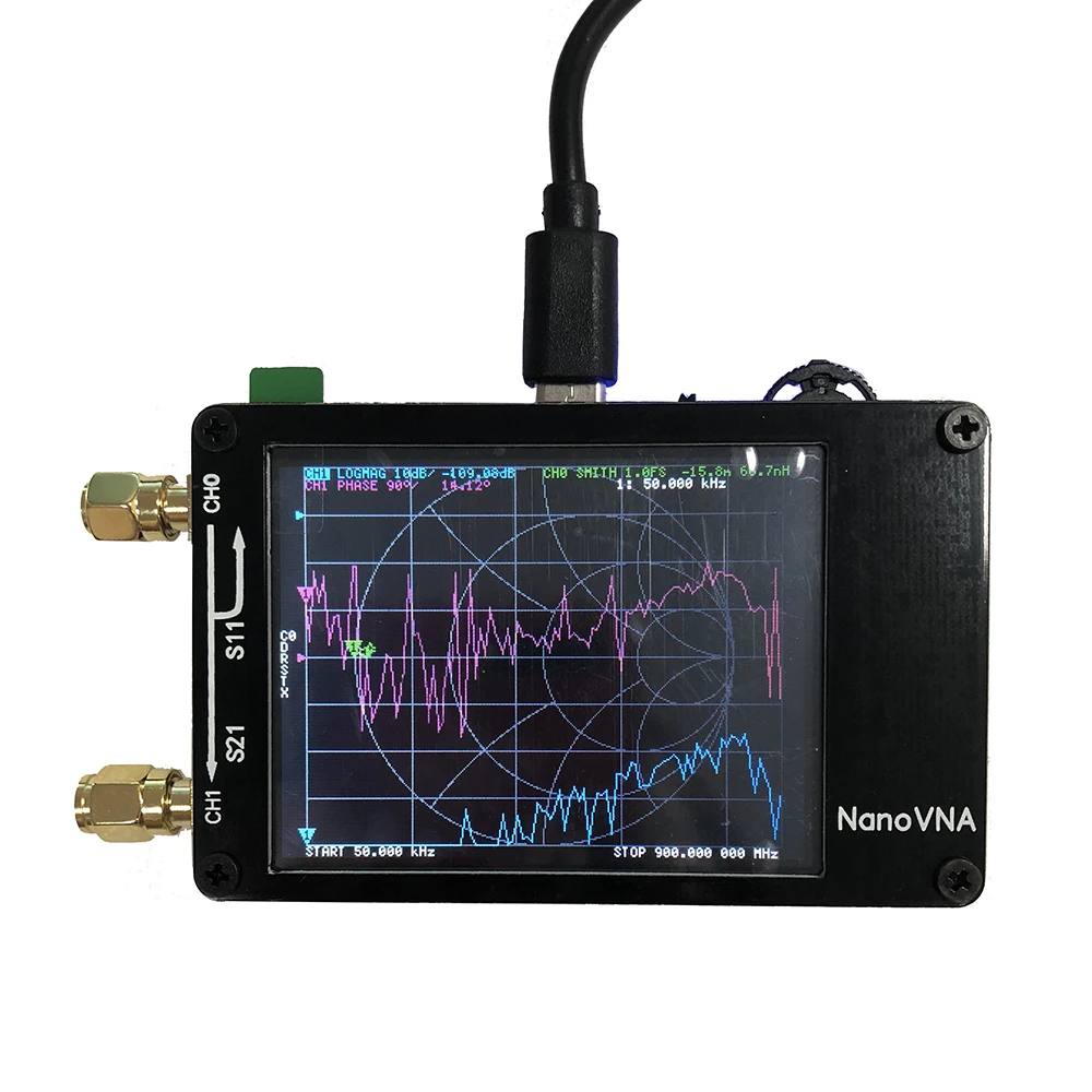 NanoVNA Lusya 2,8 дюймовый сенсорный экран NanoVNA HF VHF UHF UV векторный сетевой анализатор 50 кГц-300 МГц антенный анализатор с батареей I4-001 - Цвет: NanoVNA