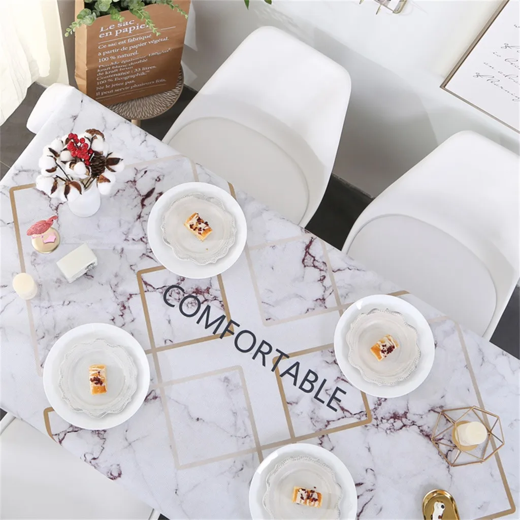 Скатерть с мраморной печатью удобная скатерть водонепроницаемая и маслостойкая