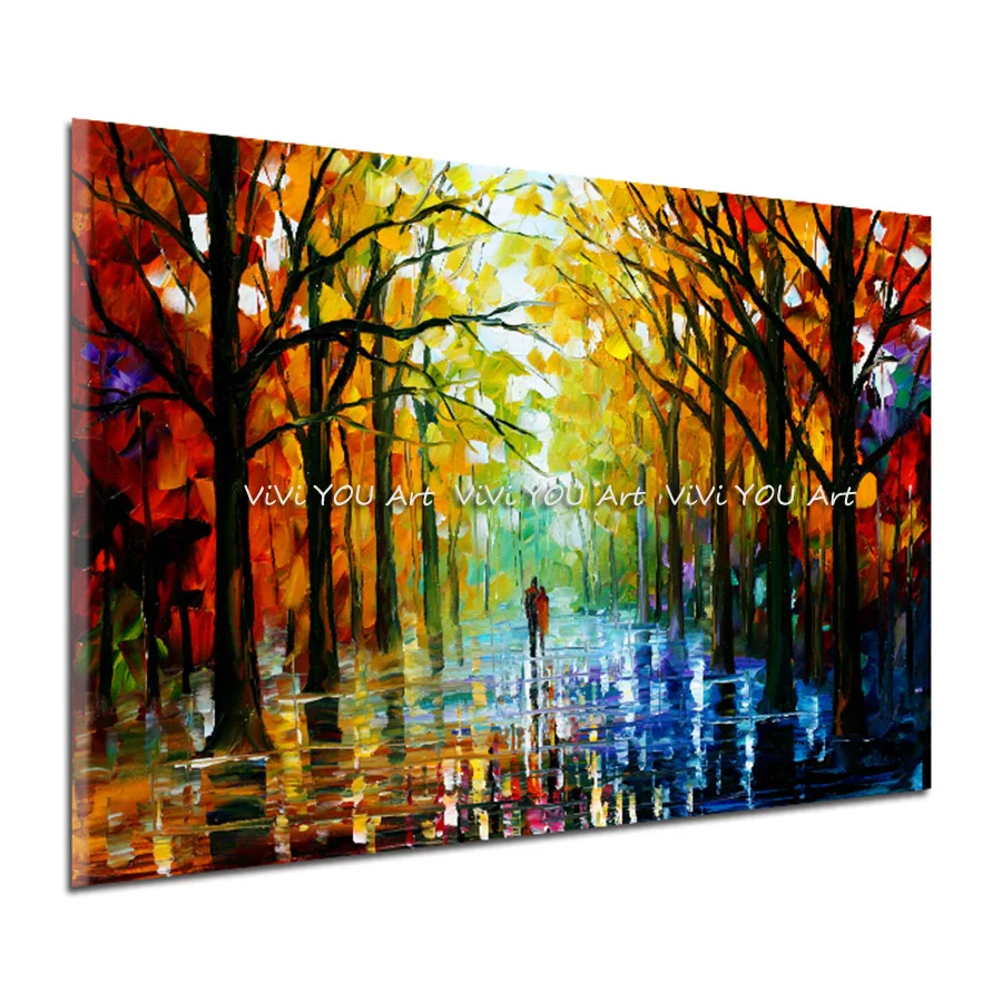 Холст дождь Ручная роспись 3d палитра нож масляная живопись художественные