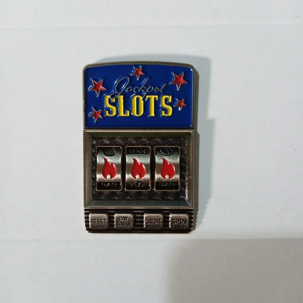 3D Mini Slots Game Machine Engraving Metal Badge DIY Lighter Accessories for ZP Zorro Kerosene Lighter Decoration Man Gift