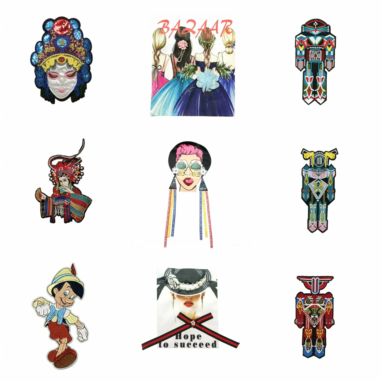

large embroidery big Indian animal girl boys angle clown woman dwarf robot cartoon patches for clothing HA-3