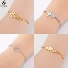 Oly2u стильный браслеты со слоном-бабочка из нержавеющей стали для женщин браслет с подвеской регулируемый браслет дружбы подарочные браслеты