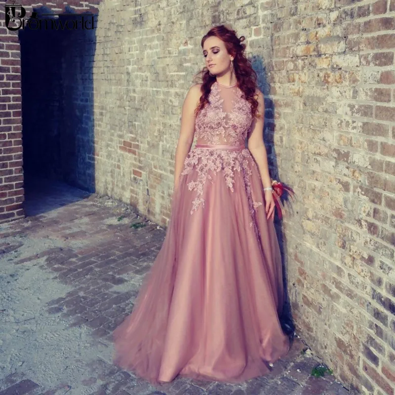 Розовая румяна для выпускного вечера платья 2021 длинные аппликации кружево с