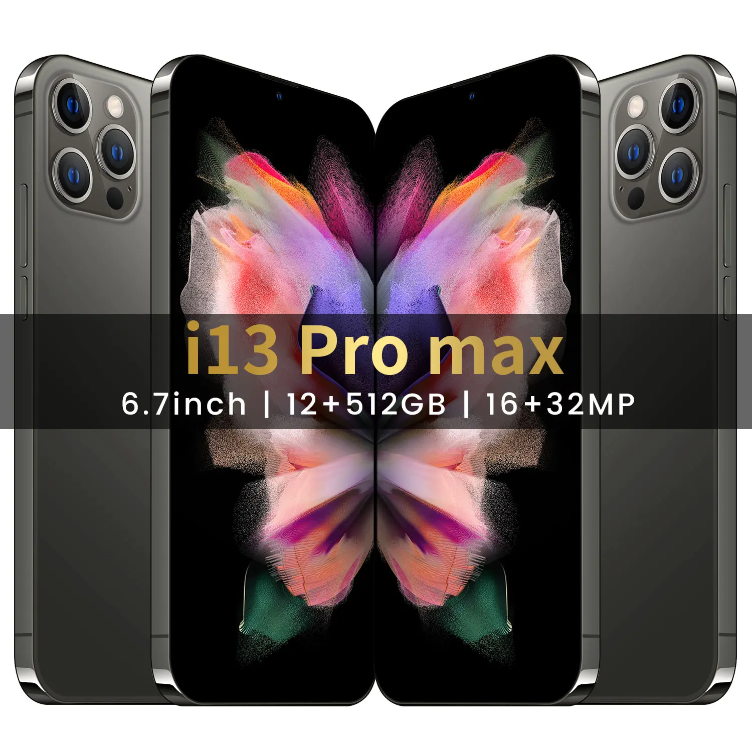 

Top Sell 6.7" i13 Pro Max 5G 4G LTE Cellphone Face ID Real 12GB RAM 512GB ROM Phone 16+32MP 6800mAh Global Version Smartphones