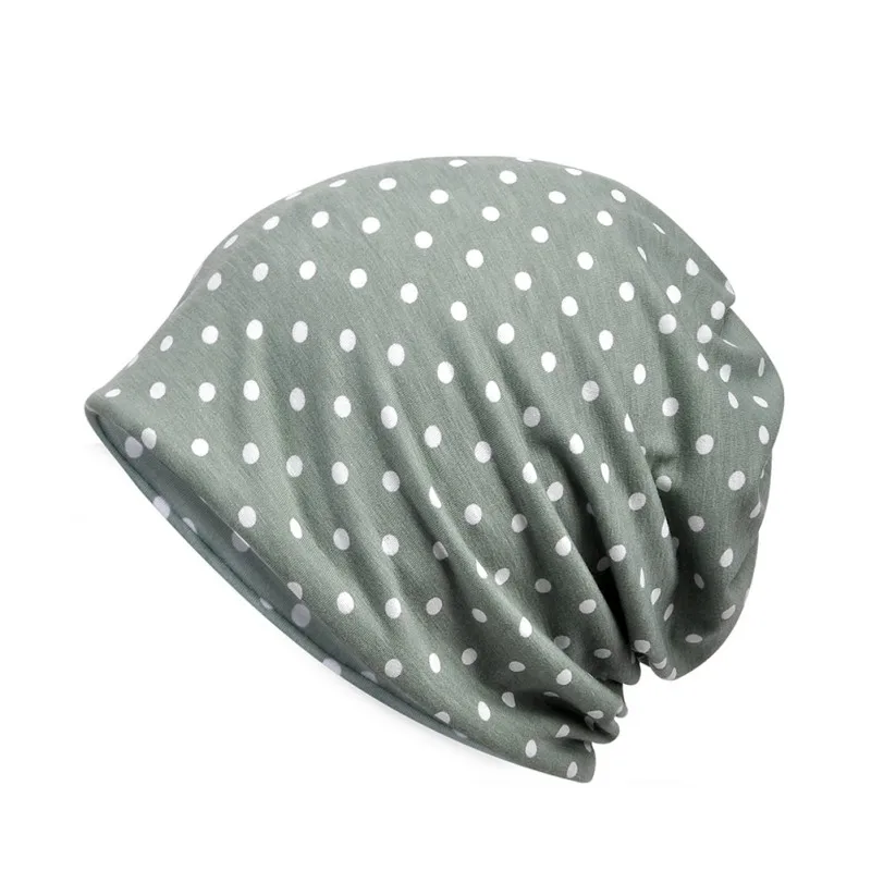 Шапка-бини женская с принтом в горошек дышащая эластичная шапка для хвоста