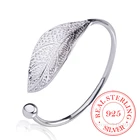 Женские браслеты-шармы из стерлингового серебра 925 пробы с листьями, регулируемый рождественский подарок, Pulseira Feminina