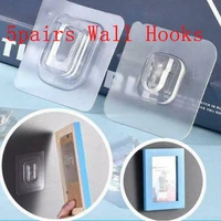 5 pairs strong transparent double sided adhesive wall hooks hanger hooks suction cup sucker wall storage holder for bathroom