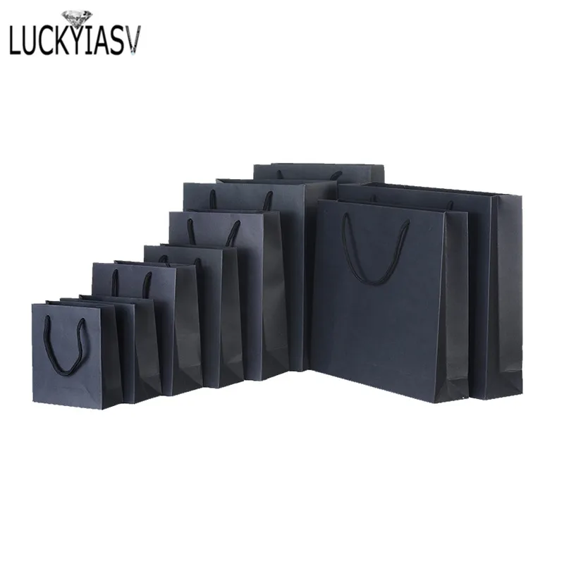 

Wholesale 100pcs/lot Thick Kraft Paper Bag Custom Clothing Gift Bag Shopping Bag Paper Tote Bag With Difference Size Jewelry Bag