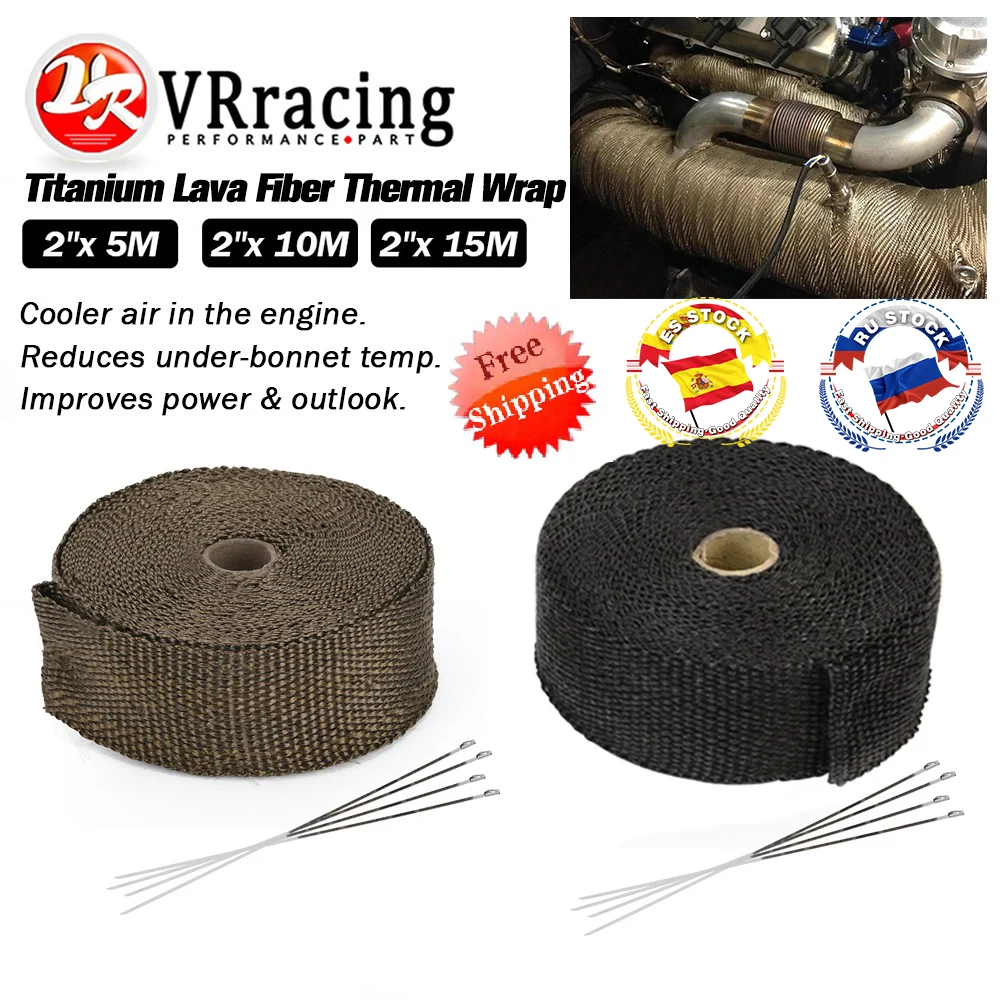 5M/10M/15M Motorcycle Exhaust Thermal Tape Header Heat Wrap Manifold Insulation Roll Resistant with Stainless Ties | Автомобили и