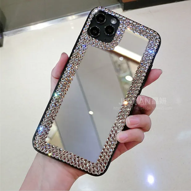 Роскошный модный алмазный Блестящий зеркальный чехол для телефона iphone 11 12 Pro Max XR X