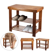 2 layer modern bamboo multi function shoe rack storage organiser shoes bench shelf stand multi purpose change shoes stool