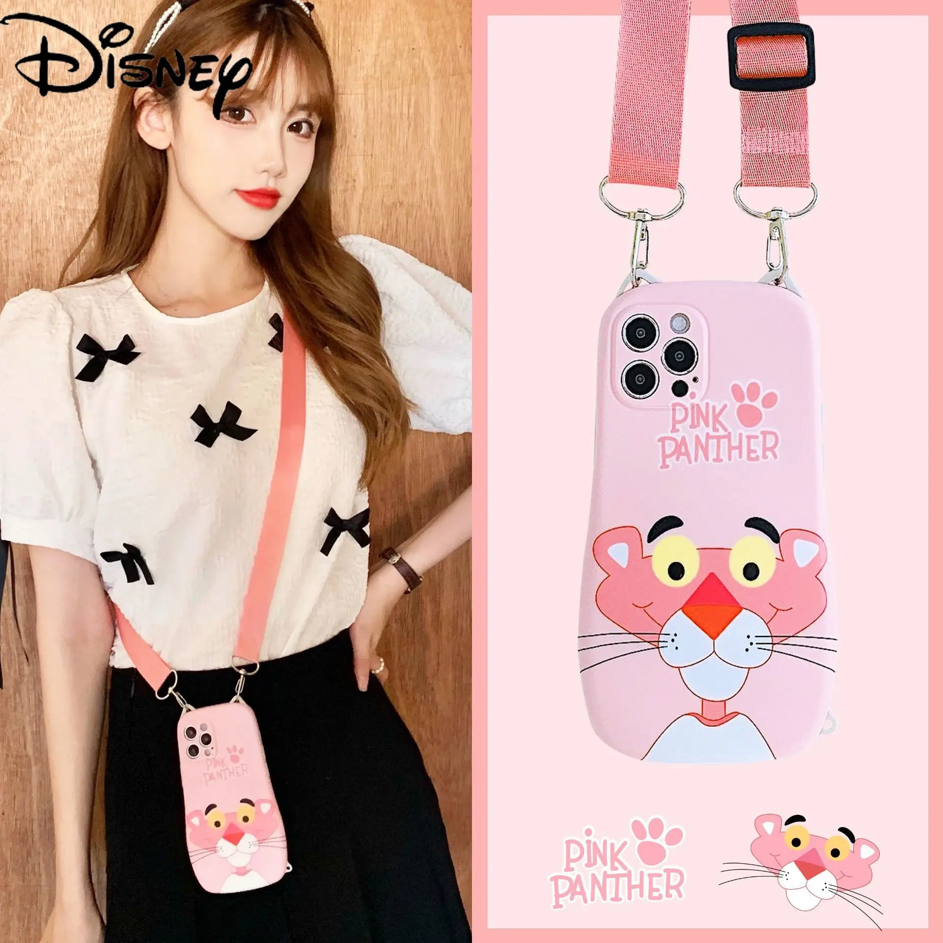 

Disney Cute Pink Panther Phone Case for iPhone 7/8P/SE/X/XR/XS/XSMAX/11pro/12promax/12mini/11promax/ Cartoon Girl Phone Cover
