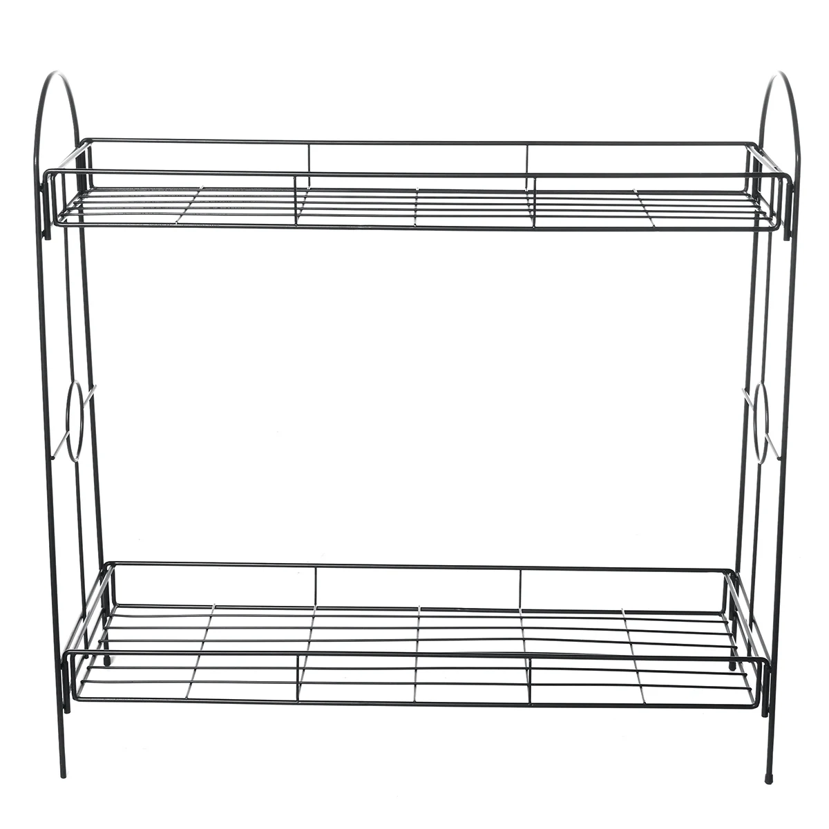

2 layers Wrought Iron Plant Stand 87x36x15cm Household Detachable Fence Rack Balcony Indoor Home Garden Flower Pot Shelf Black