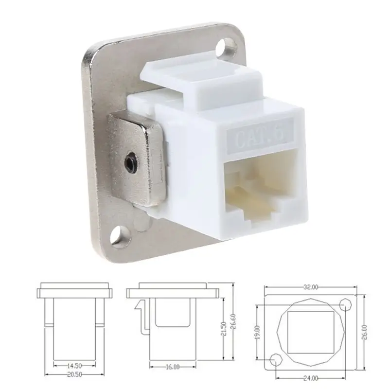 

RJ45 D-type Socket Network Connector Module Metal Panel Mounting CAT5E CAT6